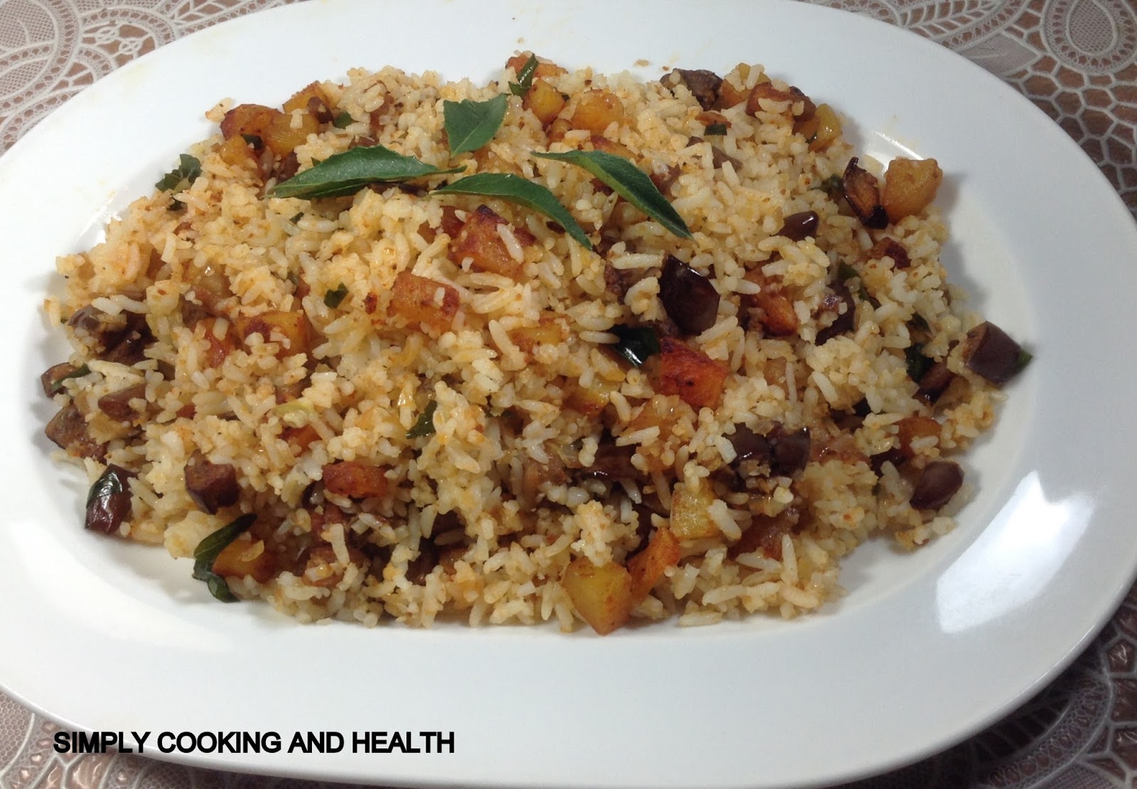 Simply Cooking and Health Fried rice with air fried potato and eggplant