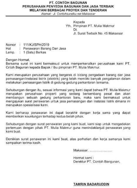 Contoh Surat Penawaran Ms Word Contoh Surat