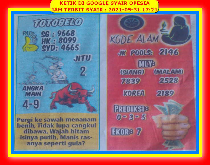 Forum Syair Hongkong Senin 31 Mei 2021 Royal Syair