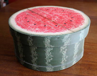 Folk Art Style Watermelon Painted Cheese Box