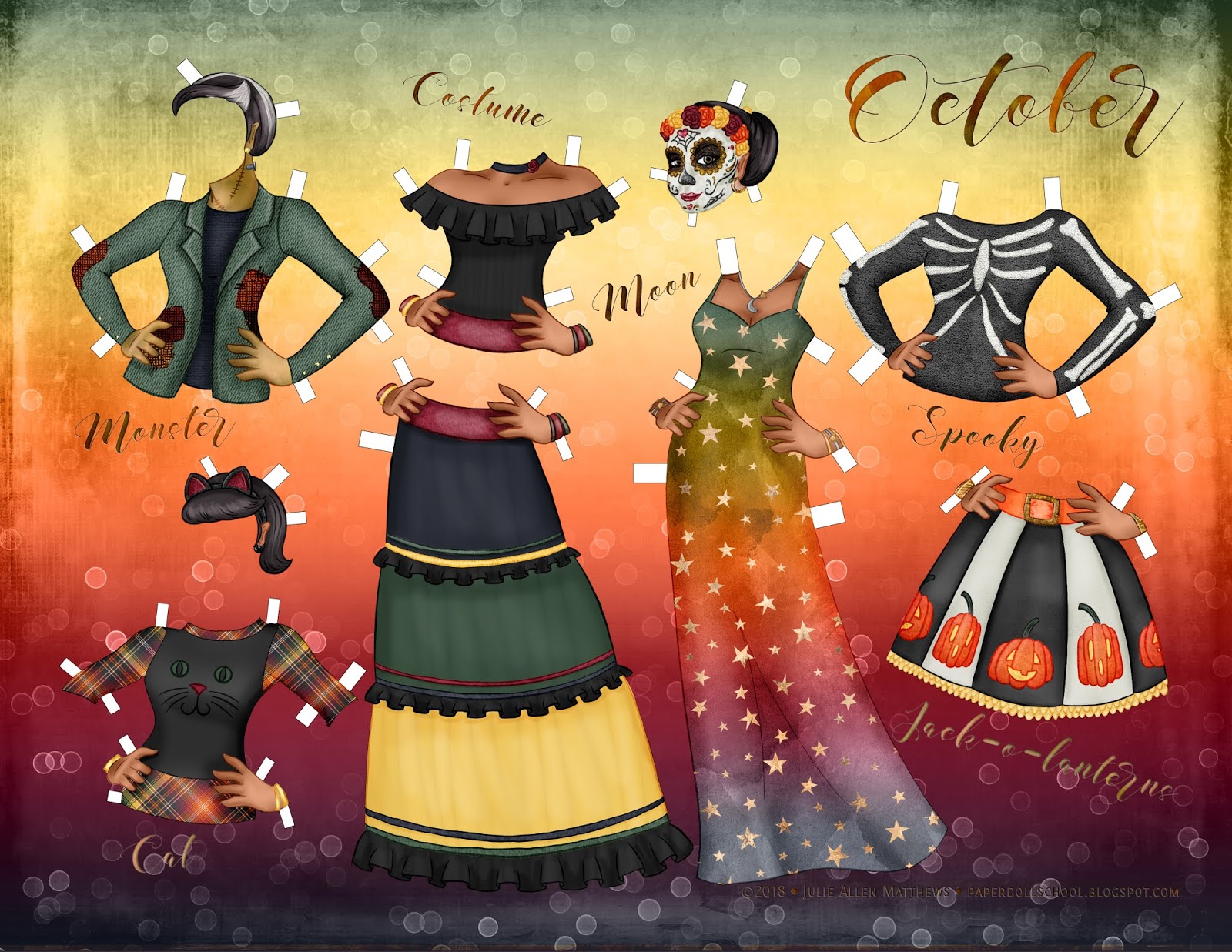 Paper Doll School October Paper Doll Set 5