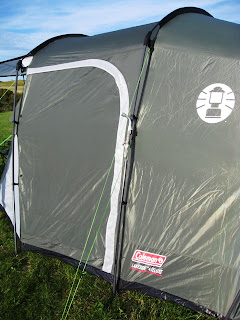 Side view of the tent with dodgy pole
