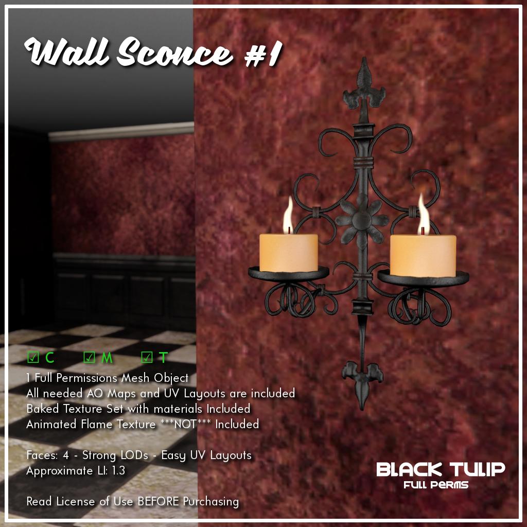 Black Tulip New full permissions wall sconce for Sixty Linden Weekends