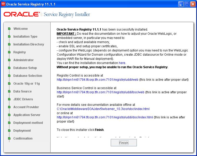 Oracle Service Registry Part 1 Installing 11.1.1.6.0 version in