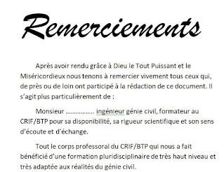 10 exemples remerciement PFE, mémoire ou rapport de stage