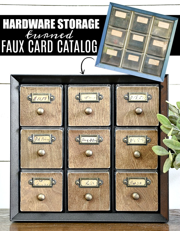 faux card catalog, storage, organizing, vintage 