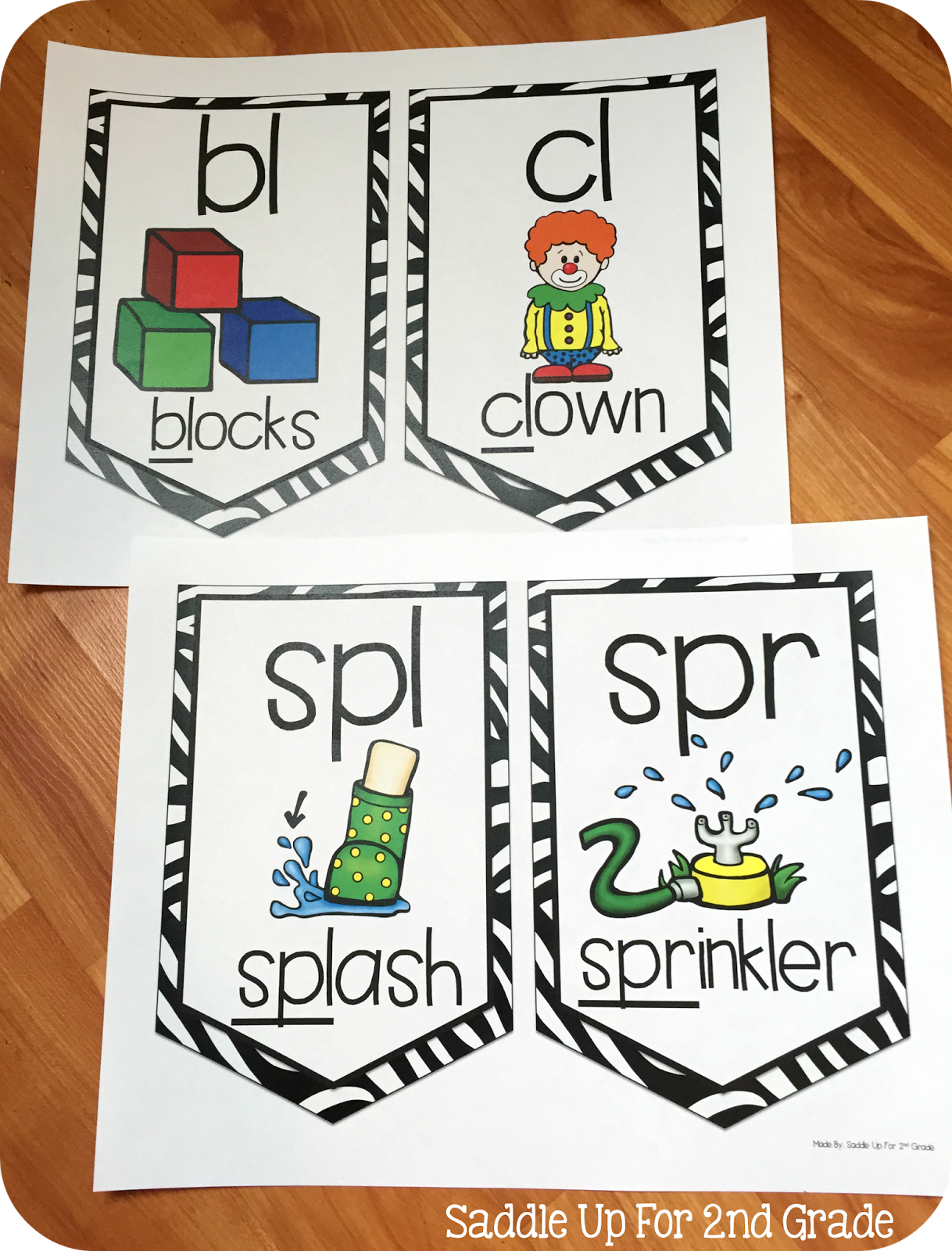 Zebra Print Phonics Pennants by Saddle Up For 2nd Grade