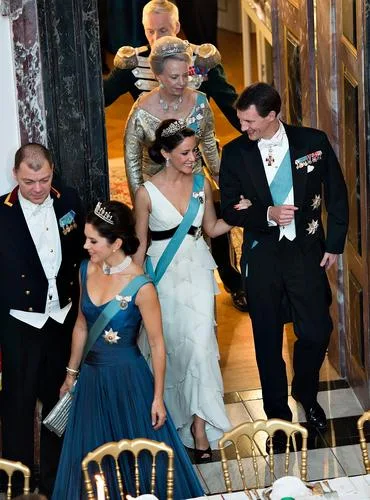 Crown Prince Frederik and Crown Princess Mary, Prince Joachim and Princess Marie attended a State dinner at Fredensborg Palace