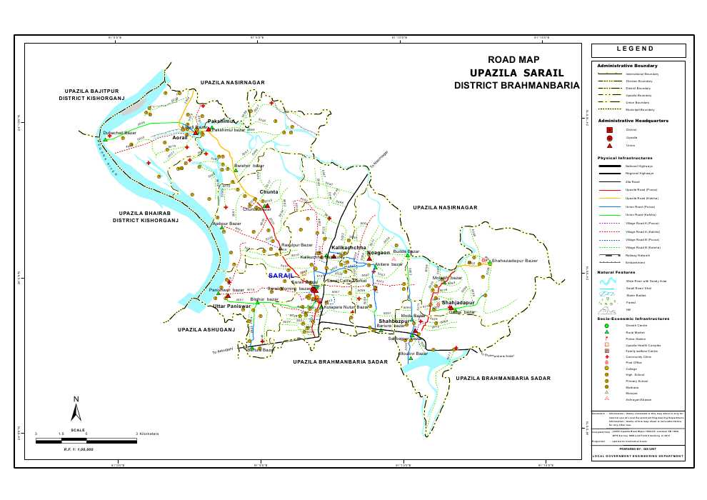 Sarail Upazila Road Map Brahmanbaria District Bangladesh