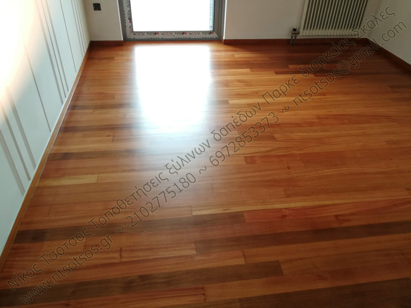 doussie (ντουσιέ) ξύλινο πάτωμα με ματ βερνίκι