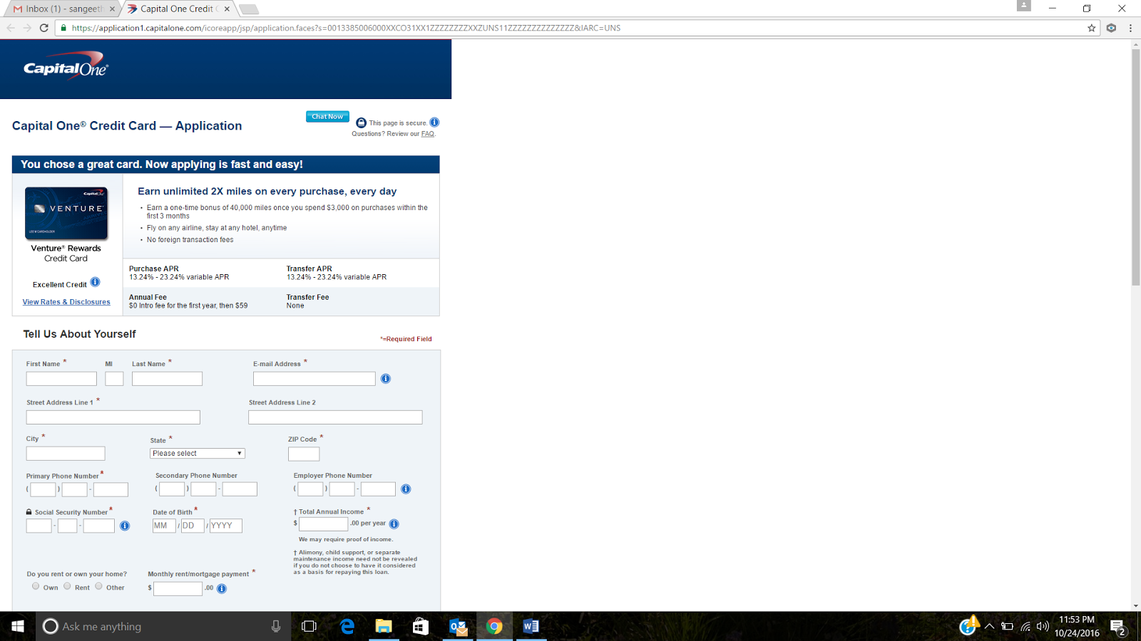 capital one credit card application status check