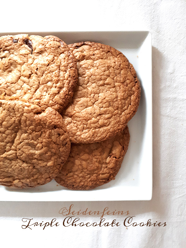 knusprige Schokoladenkekse * Crispy triple chocolate cookies recipe