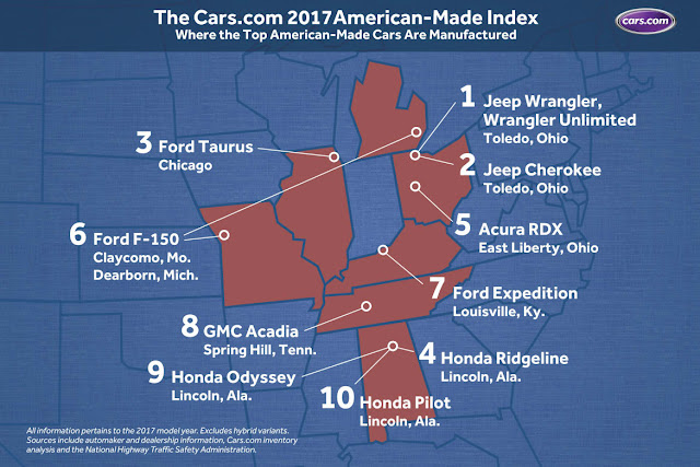 Cars.com 2017 American made map #ad