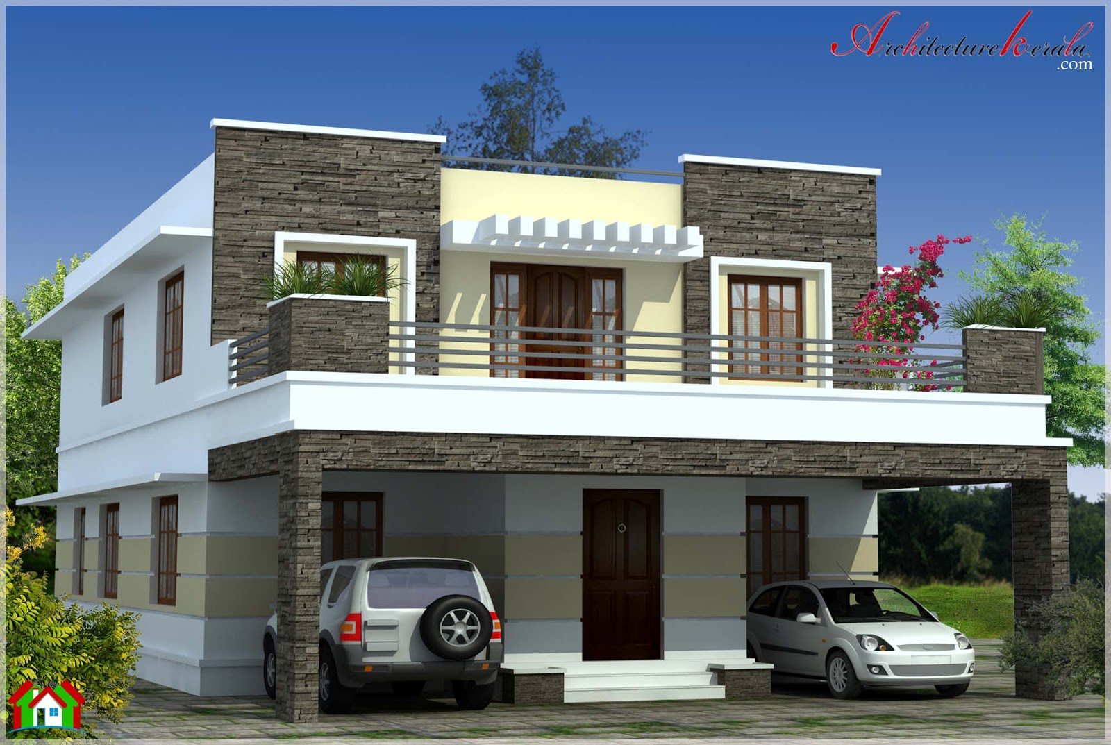 SIMPLE CONTEMPORARY STYLE KERALA HOUSE ELEVATION - ARCHITECTURE KERALA