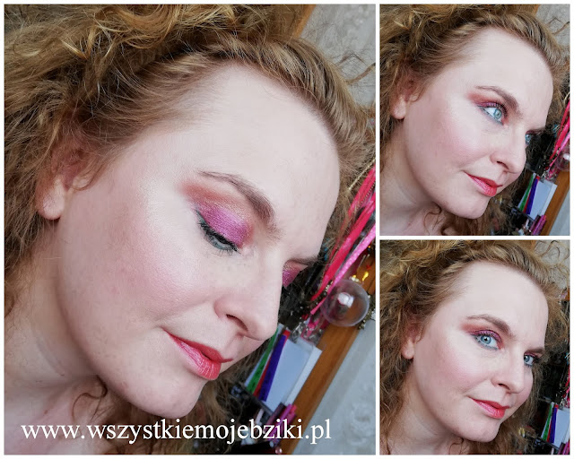 Kolorowy makijaż różowo-zielony