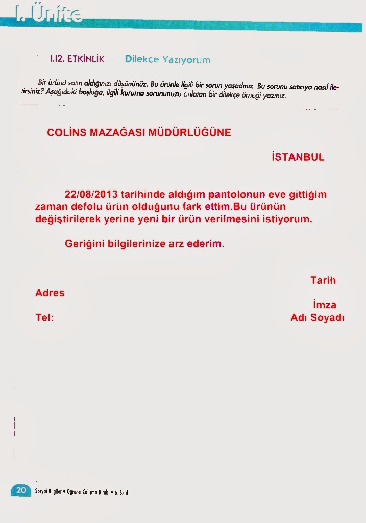 6. SINIF SOSYAL BİLGİLER DERSİ İM YAYINLARI ÖĞRENCİ ÇALIŞMA KİTABI