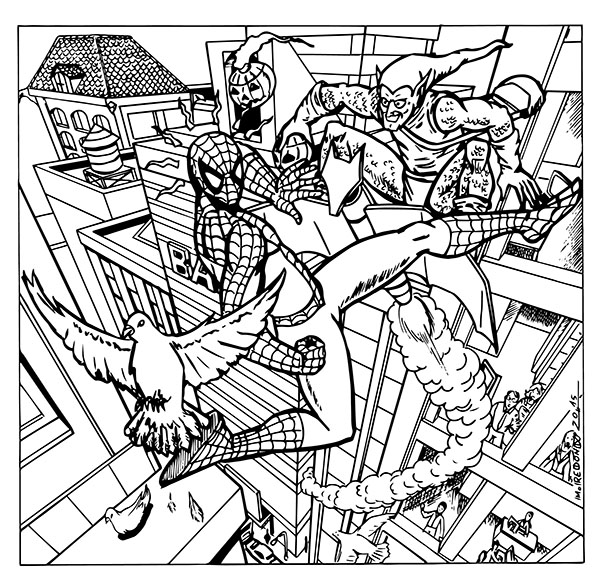 M.REDONDO- Comics: * Spiderman versus Duende Verde - Lápiz y tinta