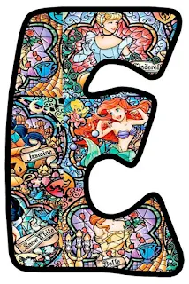 Abecedario con Vitral de las Princesas Disney. Disney Princess in Stained Glass Alphabet.