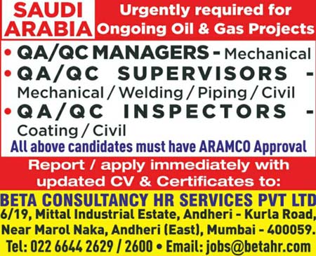 Qa Qc Jobs In Oil Gas Projects Beta Consultancy Hr Services