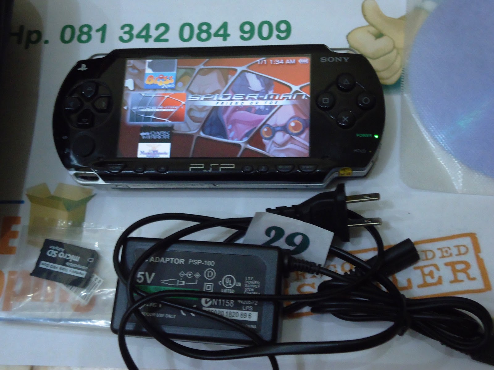 29 PSP 1001 Black With Hard Pouch + 8 Gb Obral PSP Second