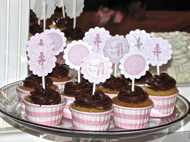 ballerina birthday party cupcake toppers