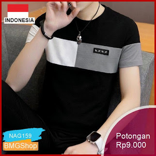 NAG159 Kaos Pria Kombinasi Combed 30s Tidak Gerah Murah Bmgshop