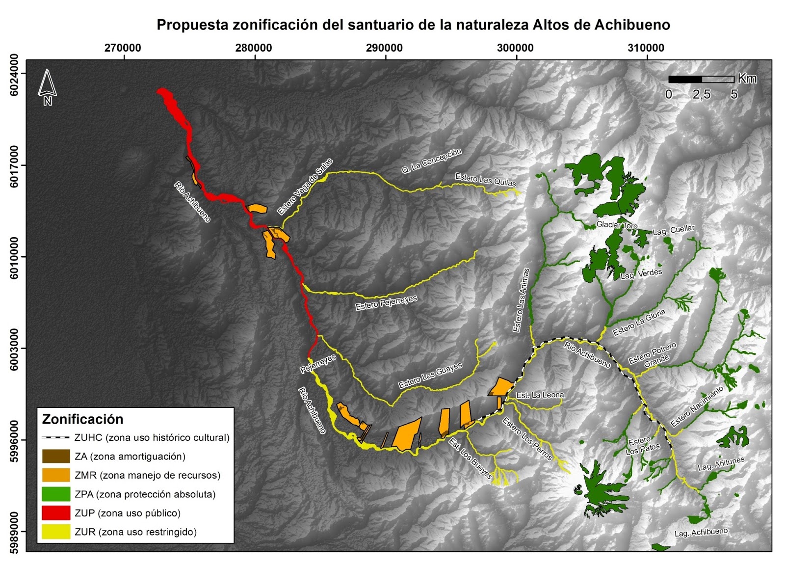 Santuario de la Naturaleza Cajón del Achibueno Mapa del Santuario de