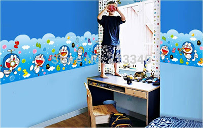 10 Gambar Wallpaper Dinding Kamar Tidur Anak Motif Doraemon
