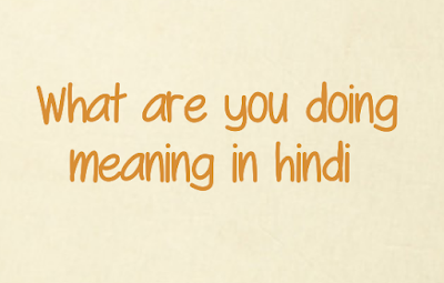 What are you doing meaning in hindi 