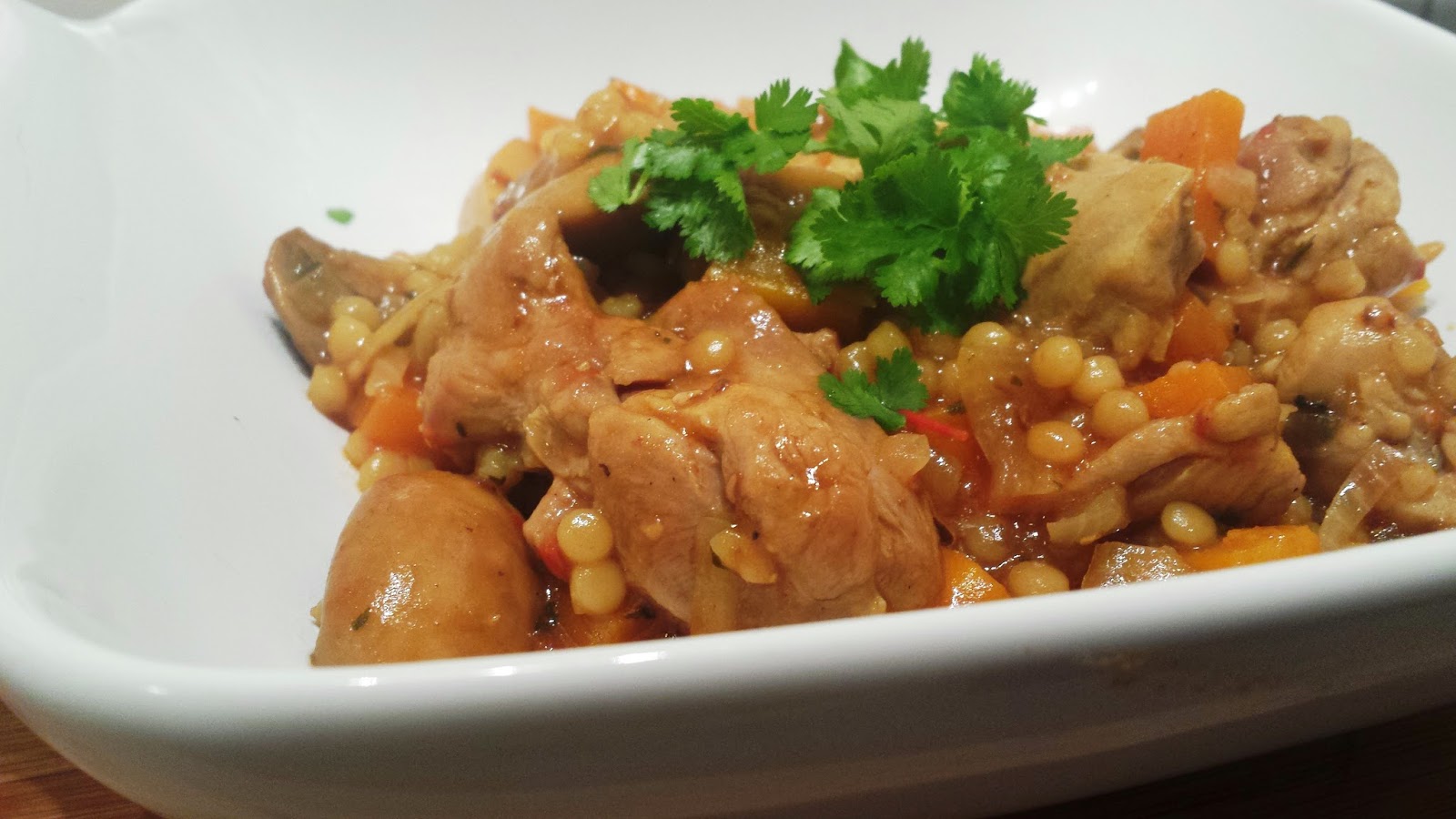 Chicken Casserole with Israeli Couscous and Mushrooms