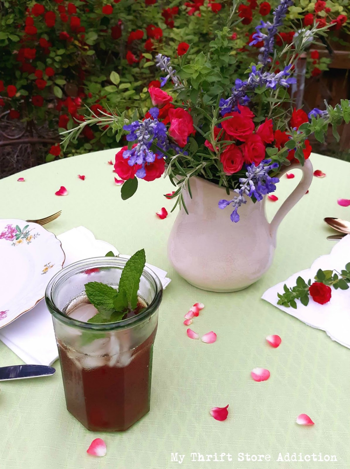 thrifted summer tablescape