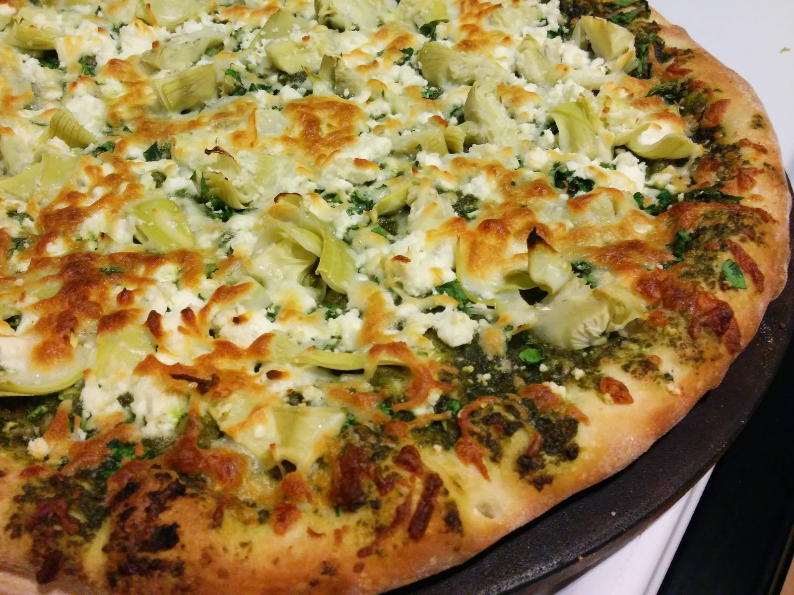 Happy Valley Locavore Spinach Pesto Pizza with Feta