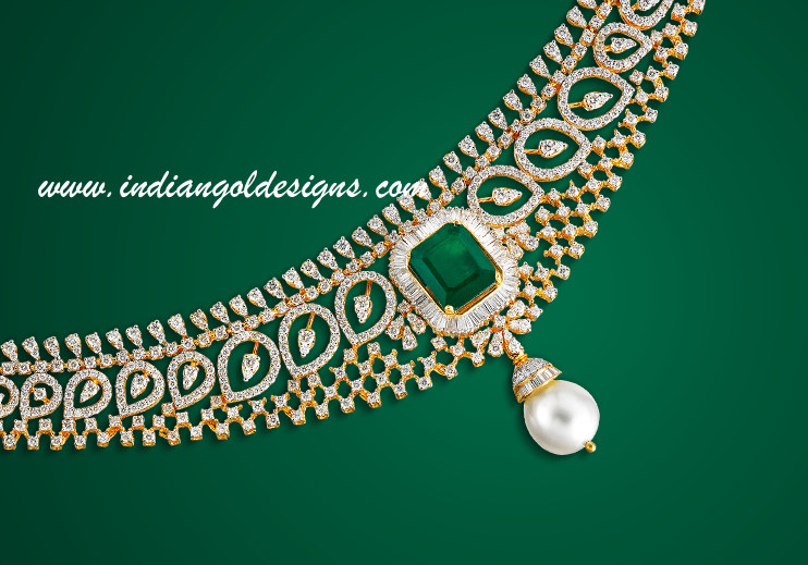 Gold and Diamond jewellery designs Grt diamond necklace