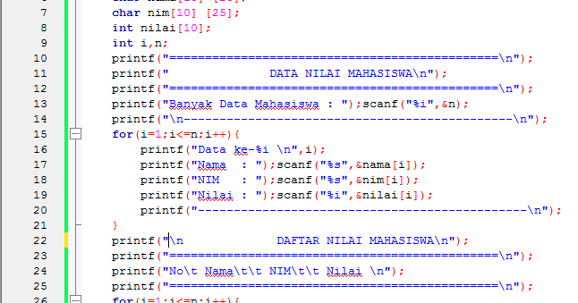 Array dan Contoh Programnya dalam Bahasa C