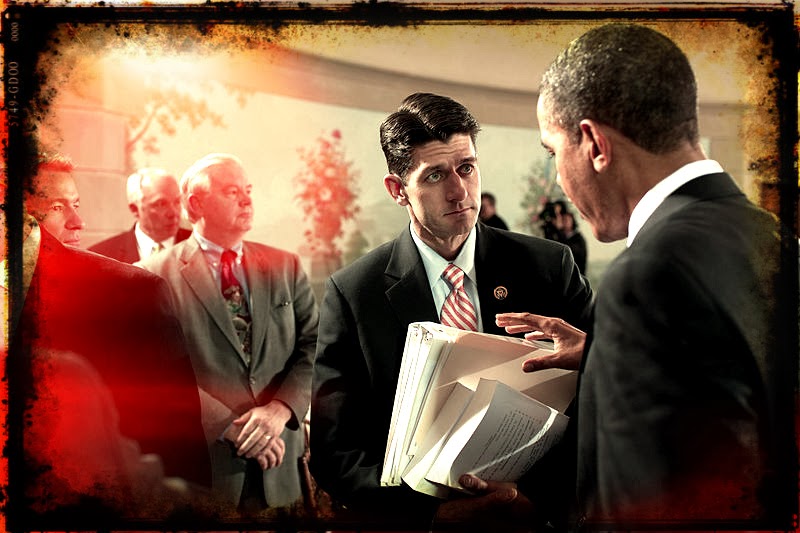 Paul Ryan hands papers to Pres. Obama