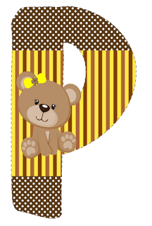 Abecedario con Osita con Lazo Amarillo. Bear with Yellow Bow Alphabet.