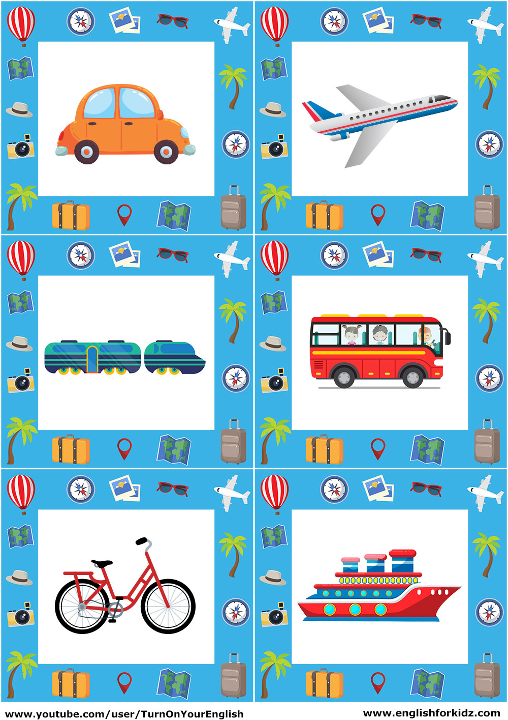 Means of Transport Vocabulary Flashcards  Transportation preschool,  Flashcards, Transportation