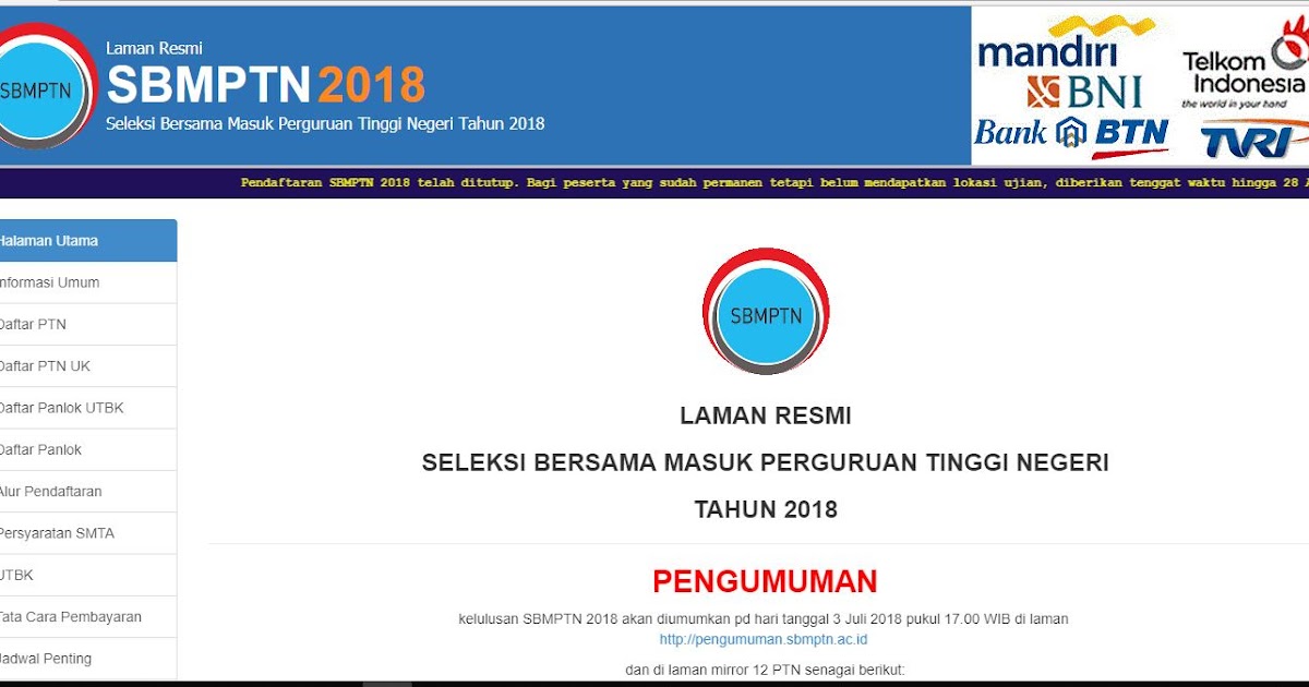 Link Alternatif Dan Cara Cek Pengumuman Kelulusan Sbmptn 2018 Industrial Times