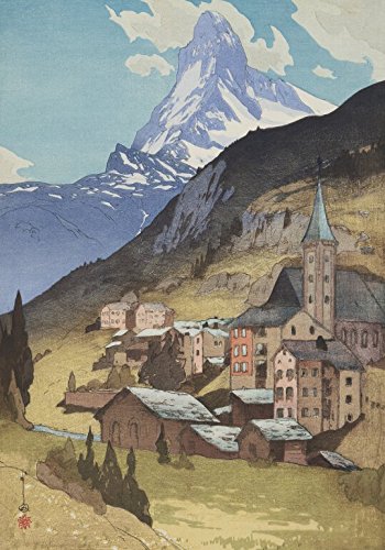 スフィンクスも描いた？明治の画家、吉田博の美しい新版画【a】　Matterhorn　マッターホルン