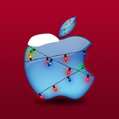 Christmas lights, Apple logo download free wallpapers for Apple iPad