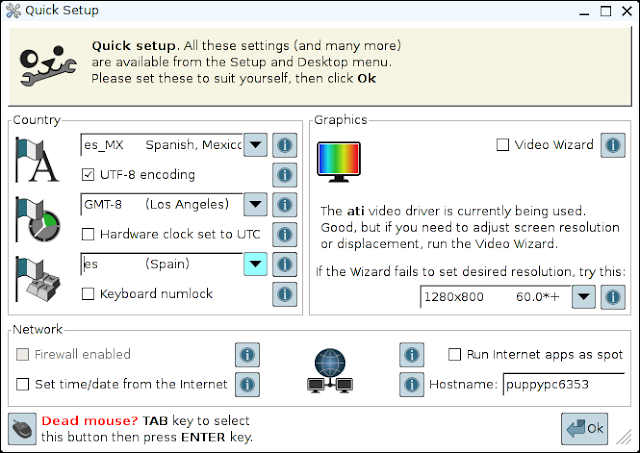 Pantalla principal de configuración en Puppy Linux - El Blog de HiiARA