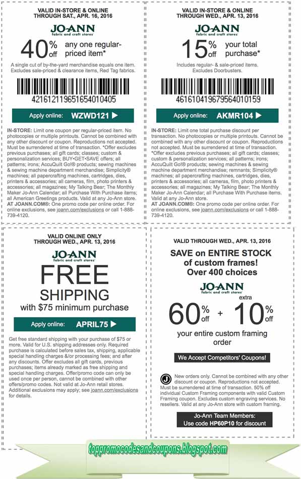 Free Promo Codes and Coupons 2021 Joann Coupons