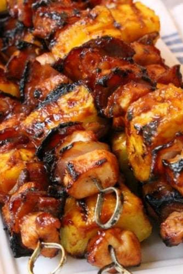CHICKEN KABOBS WITH BACON AND PINEAPPLE WONDERFOOD KITCHEN