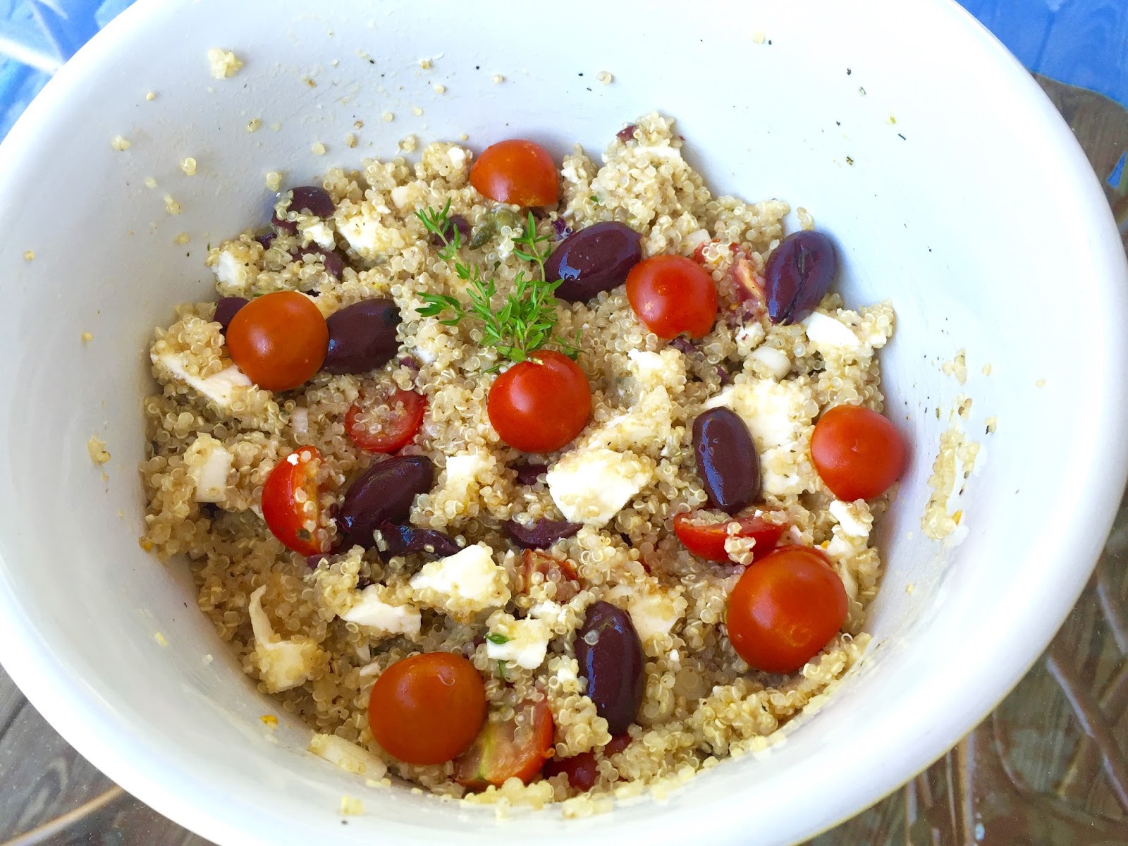 Mediterranean Quinoa Salad with Feta, Tomatoes, Olives and Capers