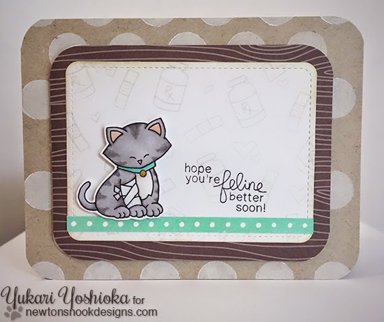 Get Well Cat card by Yukari Yoshioka | Newton's Sick Day Stamp set by Newton's Nook Designs