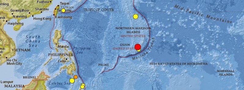 sismo de magnitud 7,1 sacudió las Islas Guam, 17 de Septiembre 2014