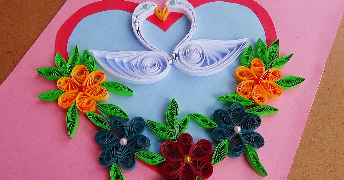 Quilled birds for greeting card Paper Quilling