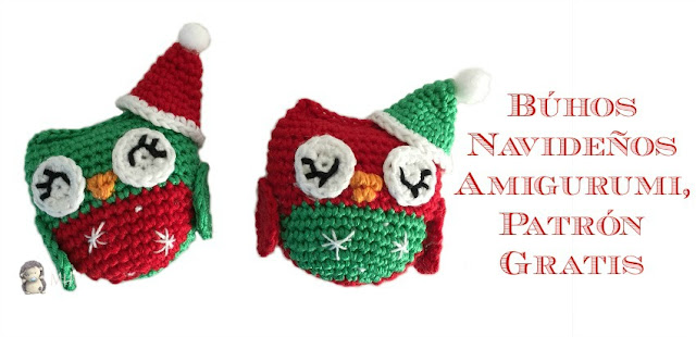 Búhos navideños amigurumi