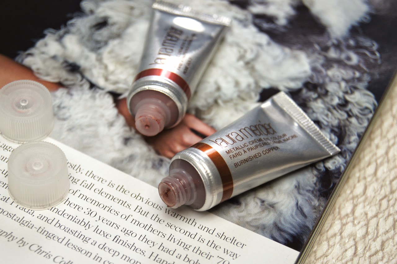 laura mercier metallic creme eye colour rose gold burnished copper review swatches