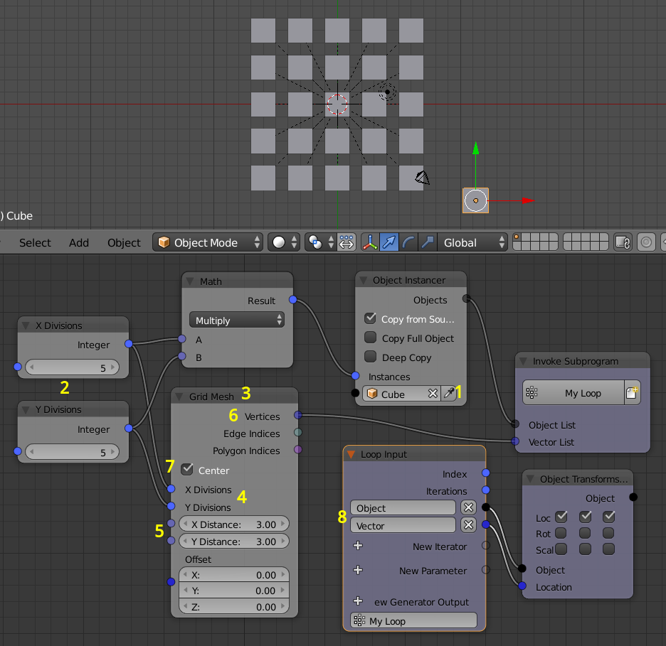 Blender Addon : Animation Nodes 1.5 - 節點樣板 Template - Grid Arrange ...